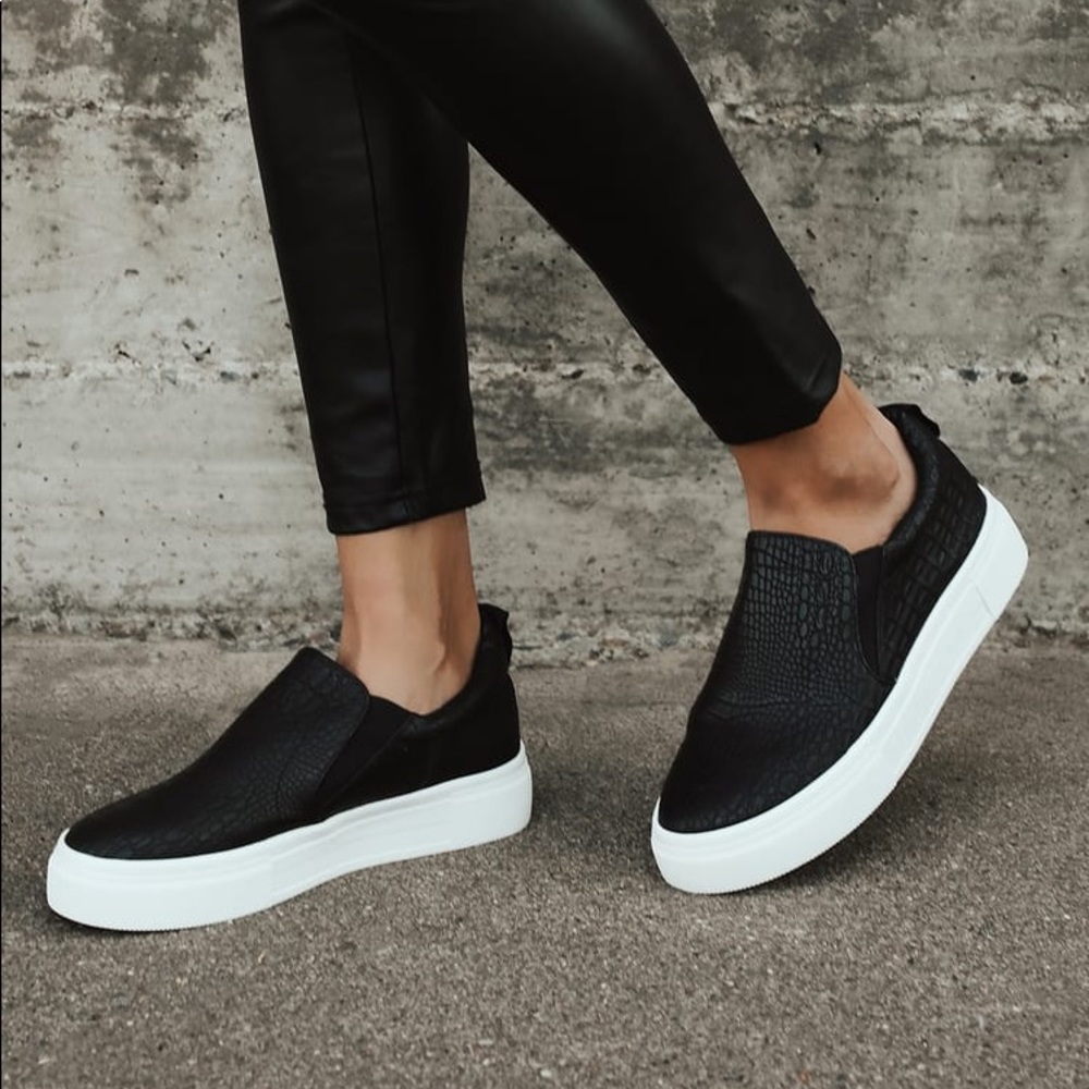Black Platform Slip-on Sneakers